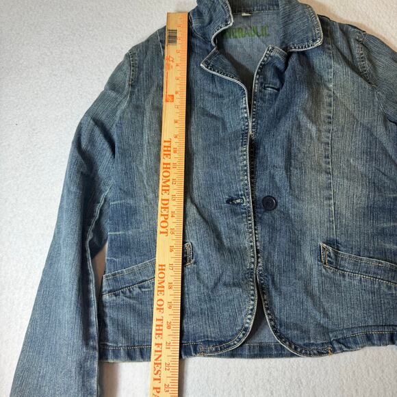 Jean Jacket by Hydraulic Size Large with cute fabric rose / flower Denim - Picture 10 of 11